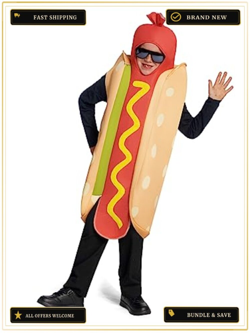 Kids Hot Dog Costume Unisex Food Themed Halloween Dress Up